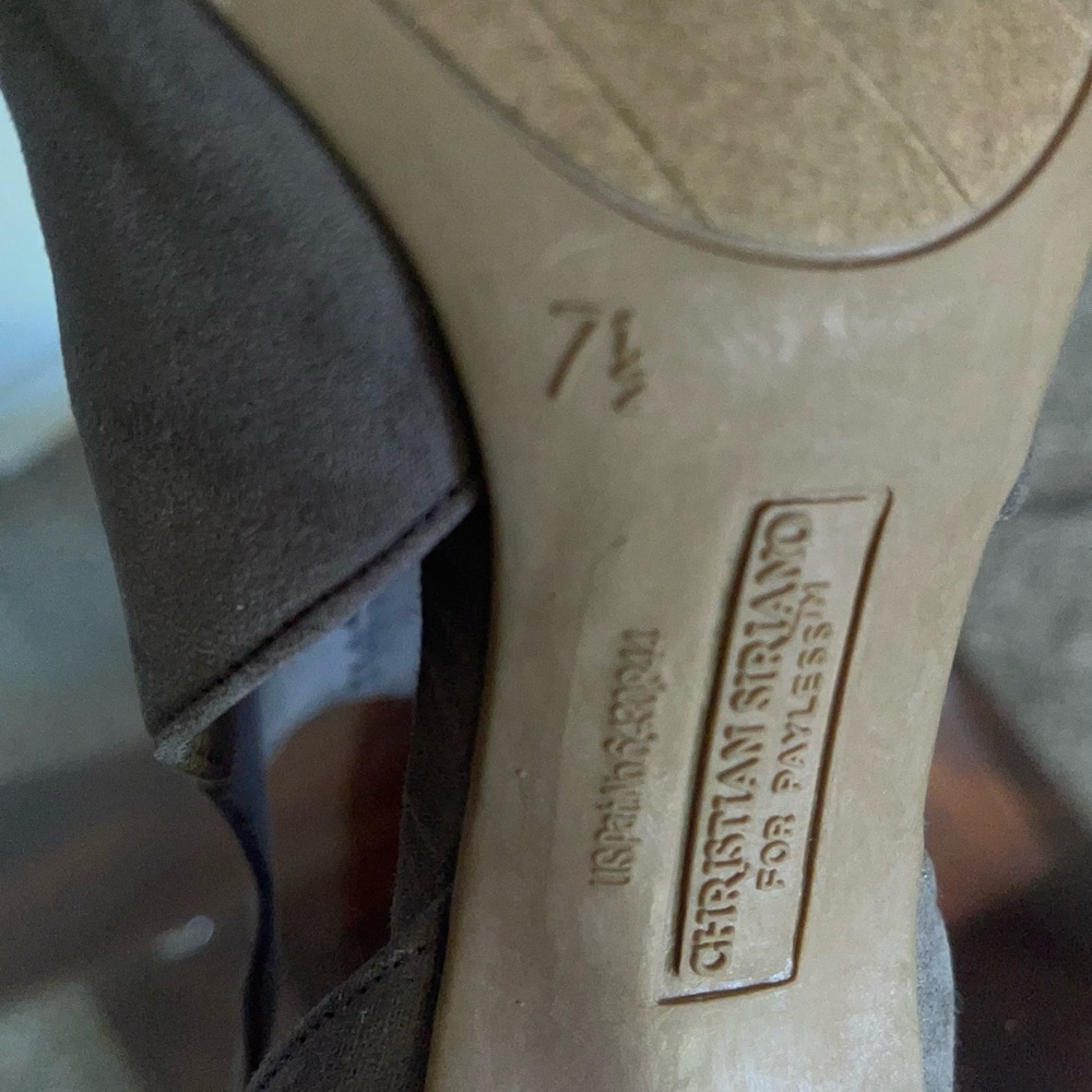 Christian Siriano- Women’s Open-Toe Suede Peep-Toe Slingback Heels - Gray - Picture 10 of 11